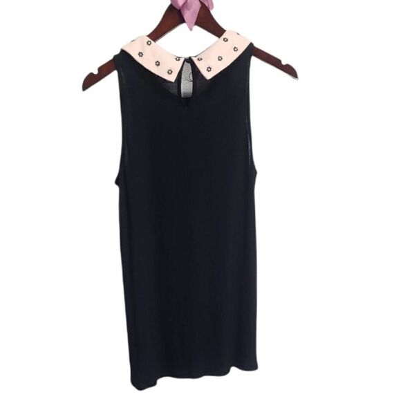 NWT ELLE Sleeveless Vintage Style Black Rayon Blouse Size XS - Picture 2 of 6